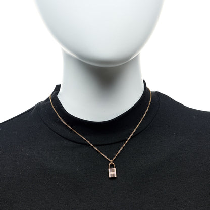 Hermes 18K Rose Gold Diamond Amulettes Cadenas Pendant Necklace 2 of 6