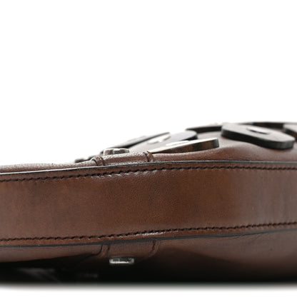 Saint Laurent Calfskin Wood Embellished Mombasa Hobo Brown 9 of 10