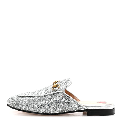 Gucci Glitter Womens Princetown Slippers 36.5 Silver 1 of 9