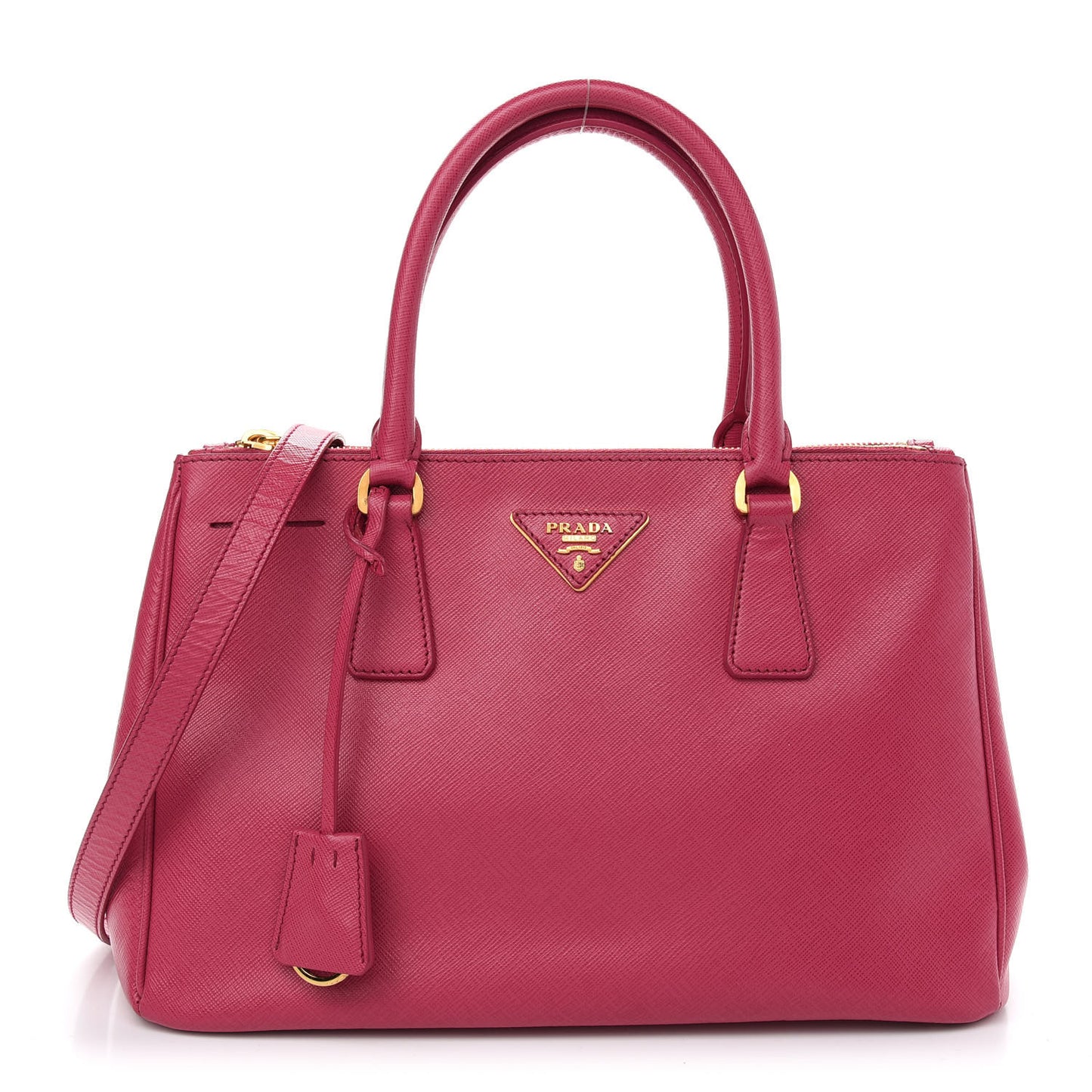 Saffiano Medium Galleria Double Zip Tote Fuxia