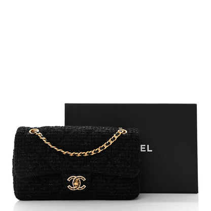 Chanel Tweed Quilted Medium Crystal CC Single Flap Black 11 of 11