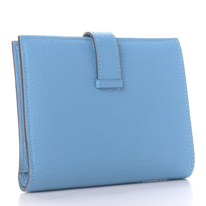 Hermes Chevre Mysore Bearn Compact Wallet Celeste 3 of 9