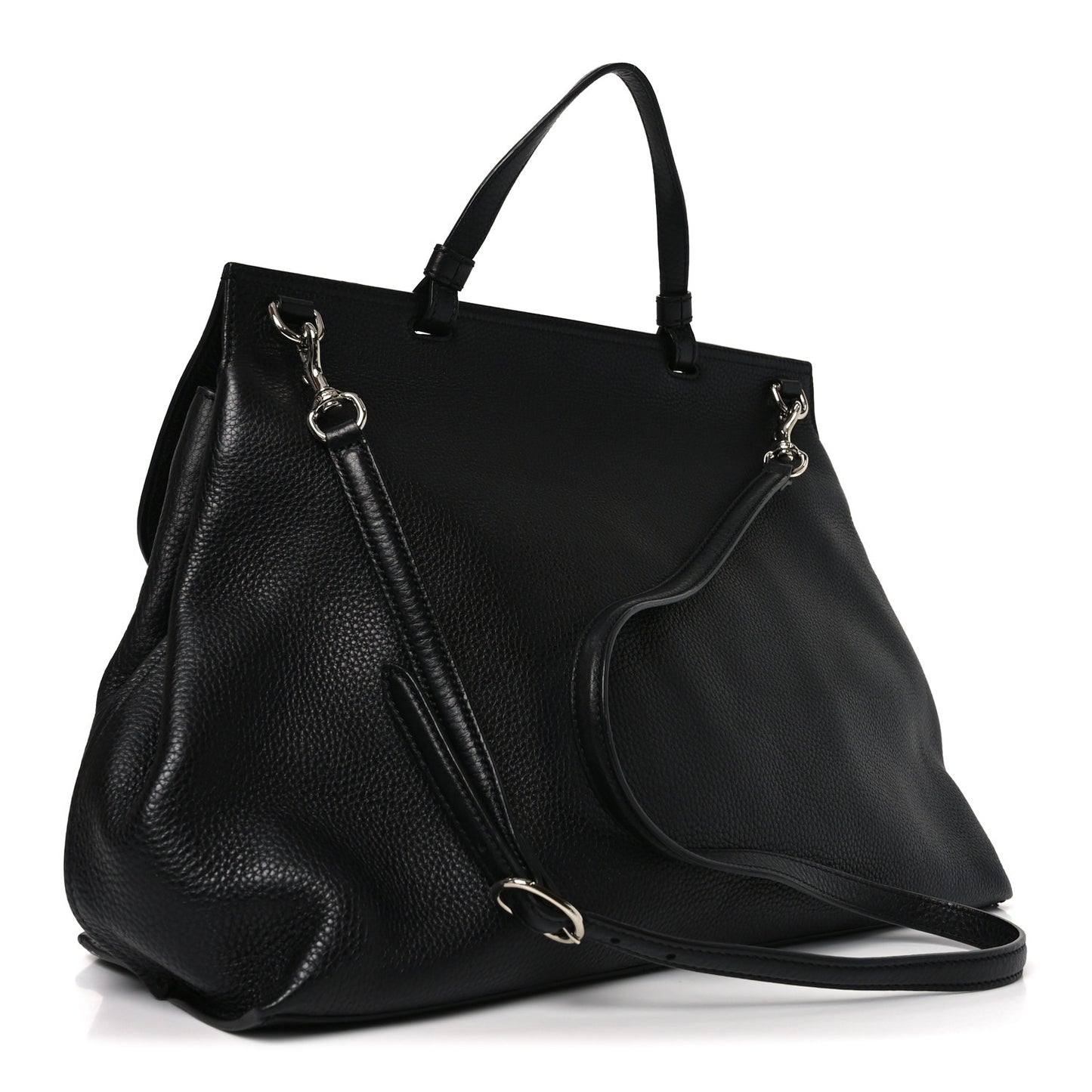 Cellarius Calfskin Large Bamboo Daily Top Handle Bag Black