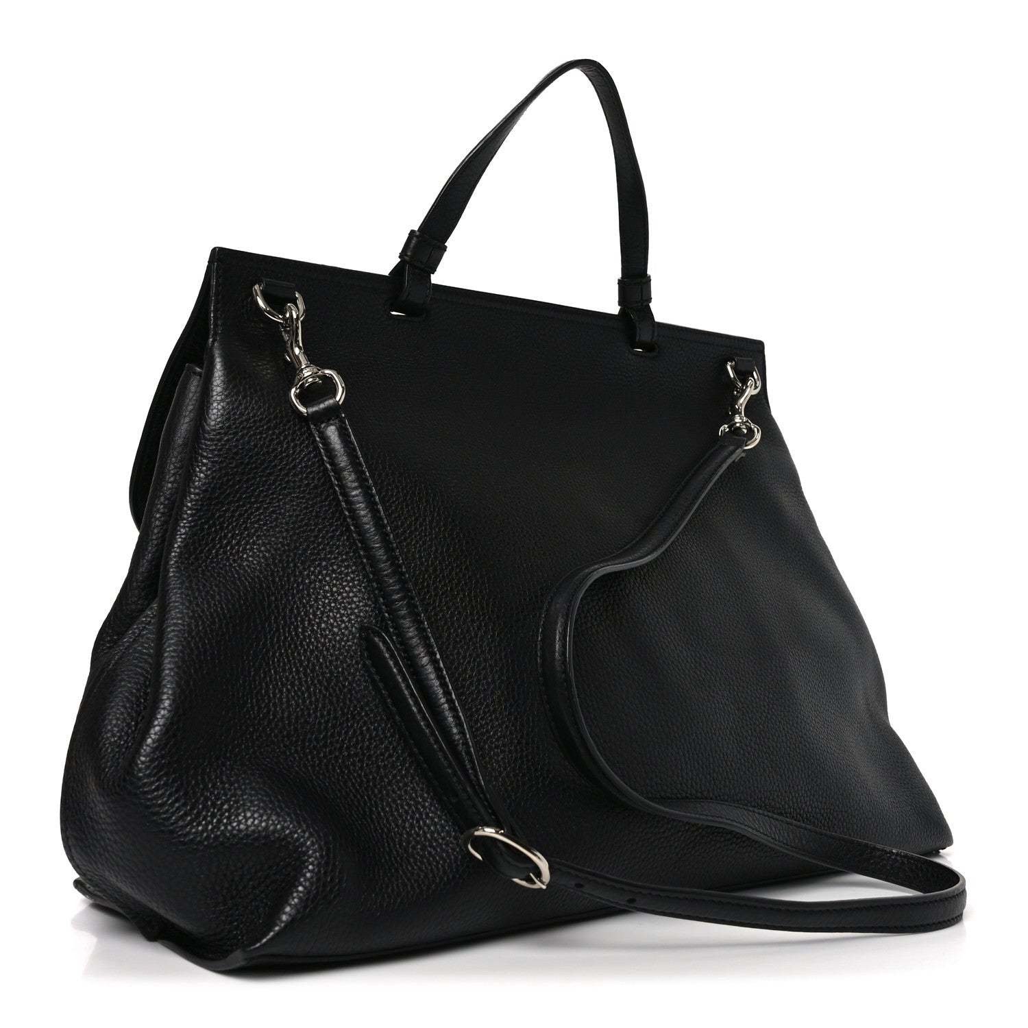 Gucci Cellarius Calfskin Large Bamboo Daily Top Handle Bag Black 3 of 9