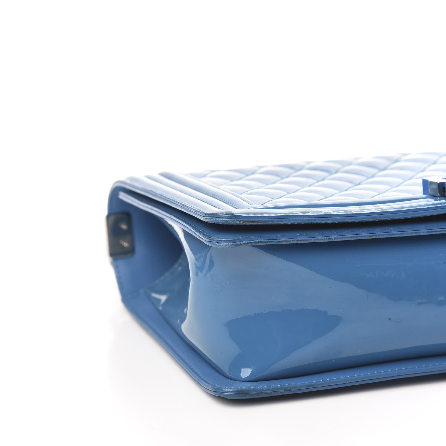 Chanel Patent Calfskin New Medium Plexiglass Boy Flap Blue 8 of 10