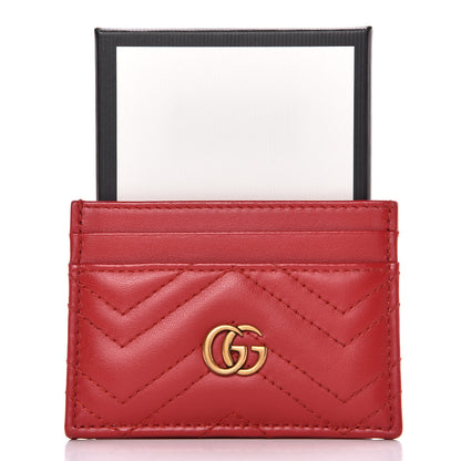 Gucci Calfskin Matelasse GG Marmont Card Holder Hibiscus Red 9 of 9