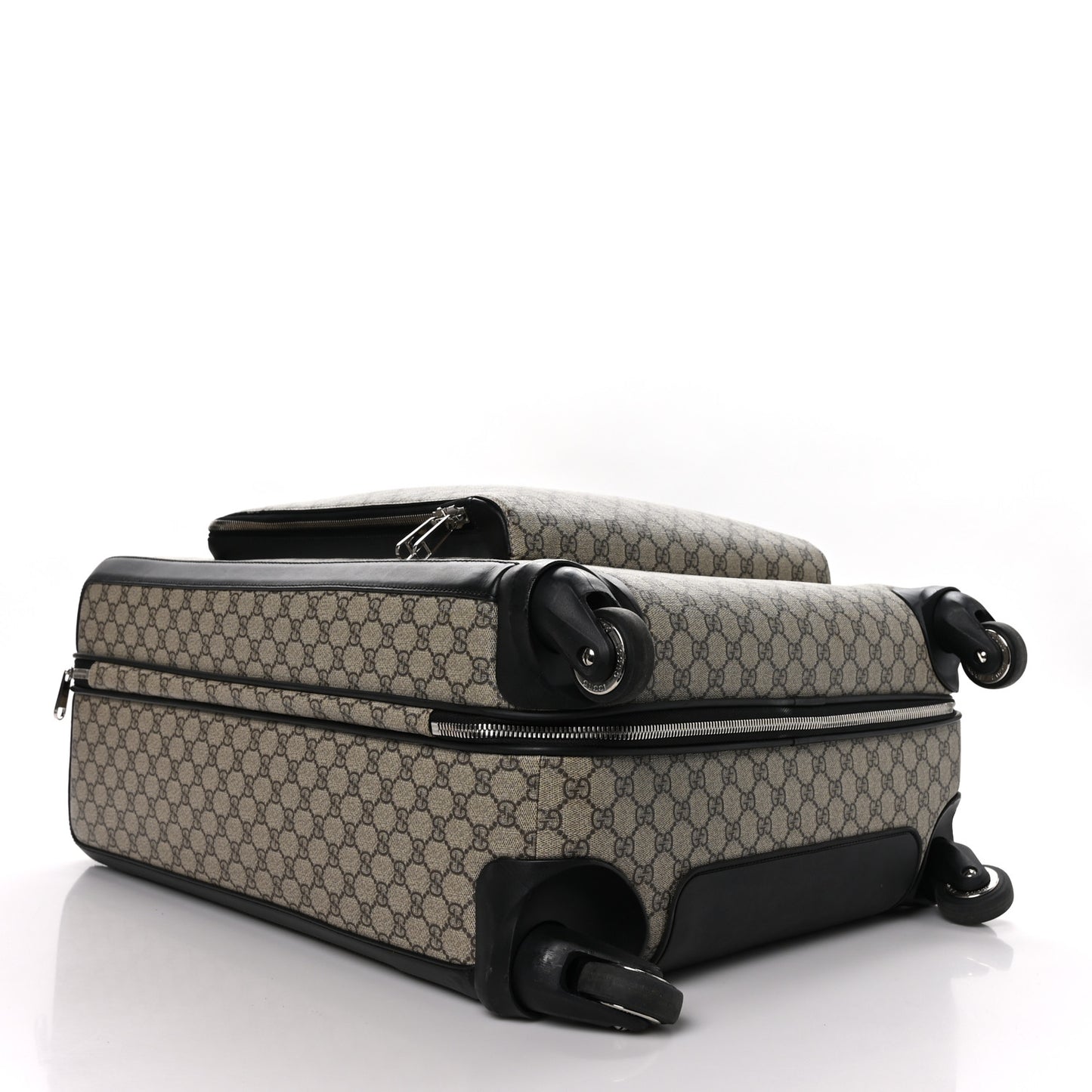 GG Supreme Monogram Four Wheel Suitcase Black