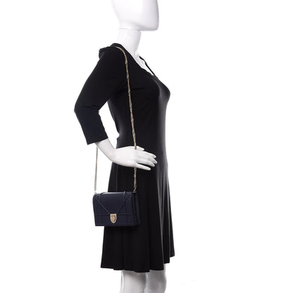 Christian Dior Grained Calfskin Diorama Wallet on Chain Pouch Indigo 2 of 10