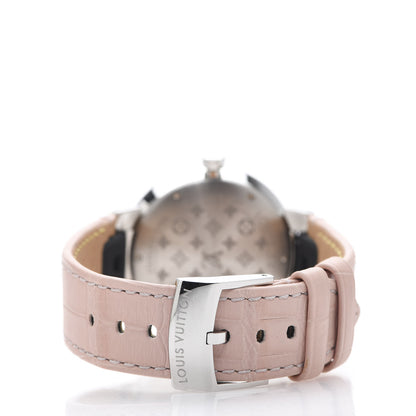Louis Vuitton Stainless Steel Alligator Diamond 33mm Tambour Slim Quartz Watch 3 of 8