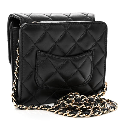 Chanel Lambskin Quilted Wallet With Chain Black 3 of 13