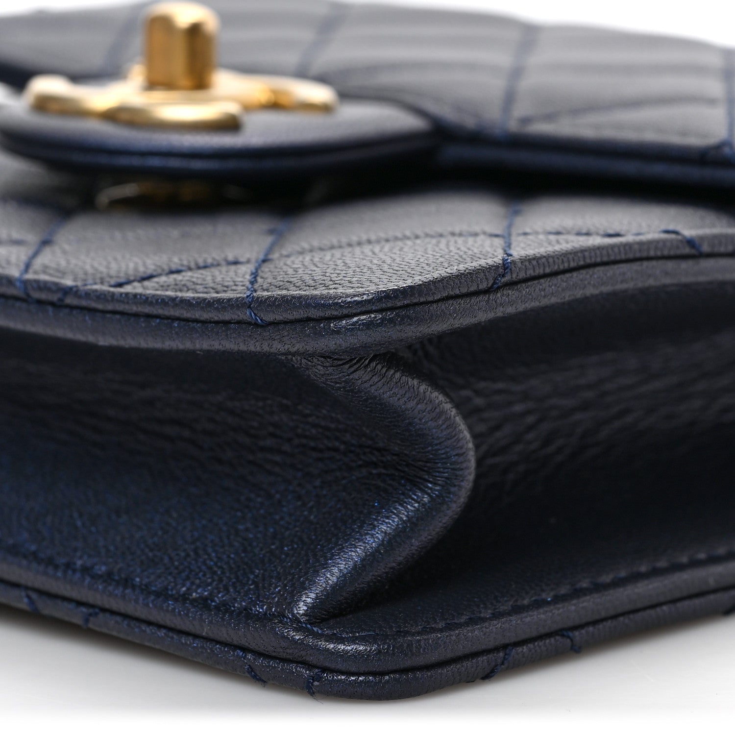 Chanel Iridescent Lambskin Quilted Chic Pearls Flap Navy Blue 9 of 9