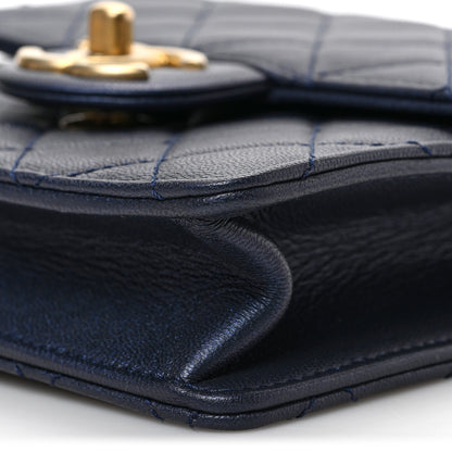 Chanel Iridescent Lambskin Quilted Chic Pearls Flap Navy Blue 9 of 9
