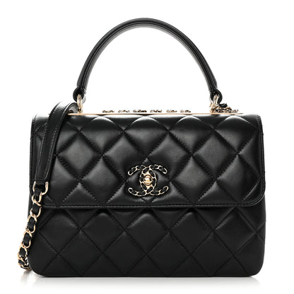 Chanel Lambskin Quilted Small Trendy CC Chain Dual Handle Flap Bag Black 1 of 11