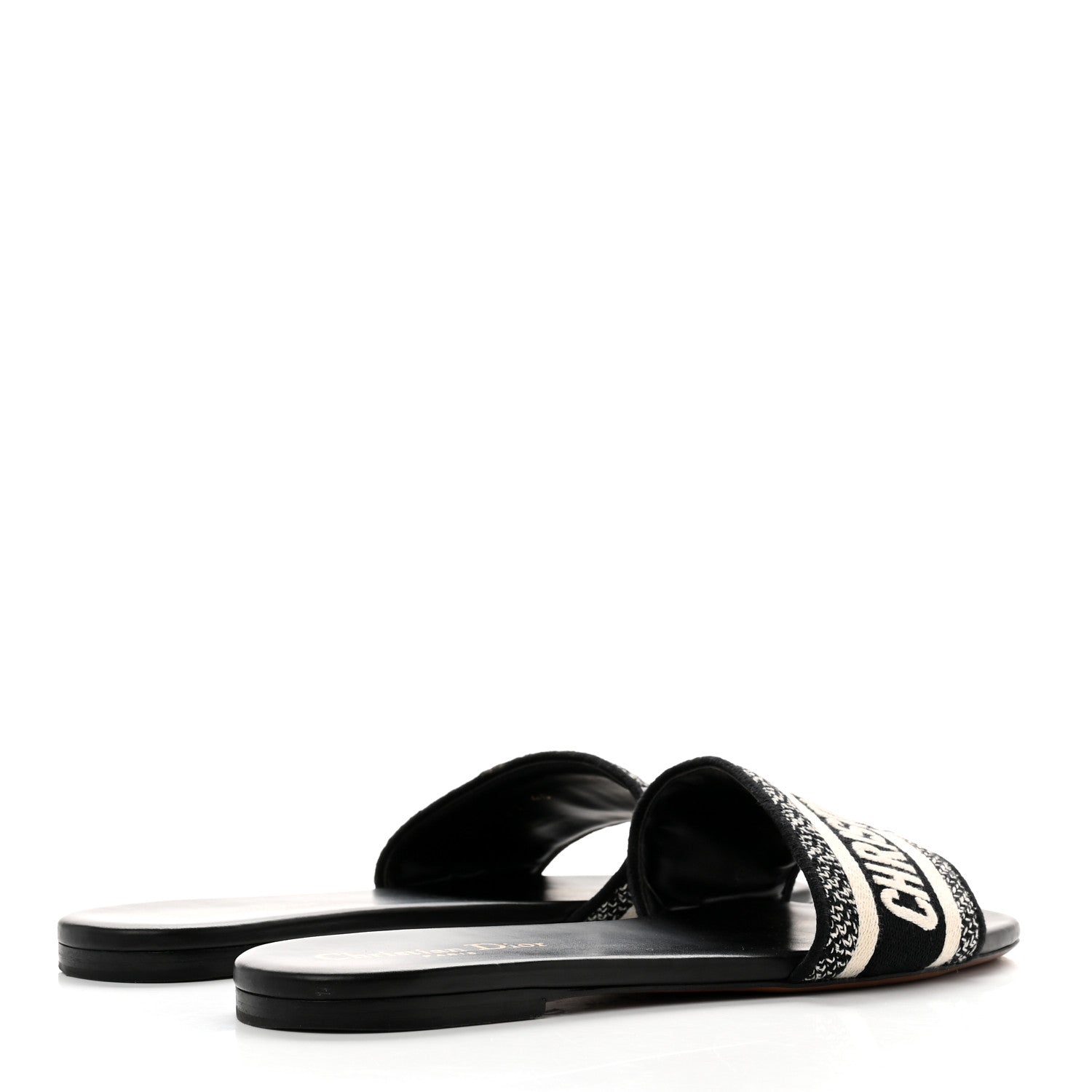 Christian Dior Canvas Embroidered Dway Mules Slide Sandals 40 Black 4 of 8