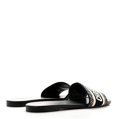 Christian Dior Canvas Embroidered Dway Mules Slide Sandals 40 Black 4 of 8