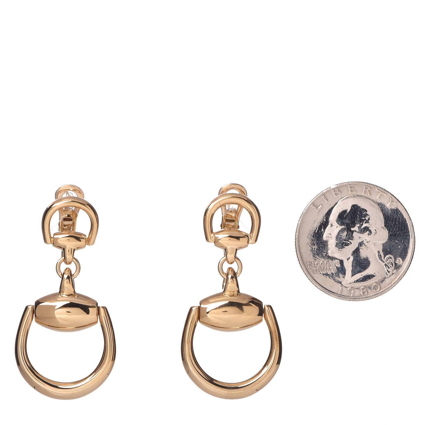 18K Yellow Gold Horsebit Drop Earrings