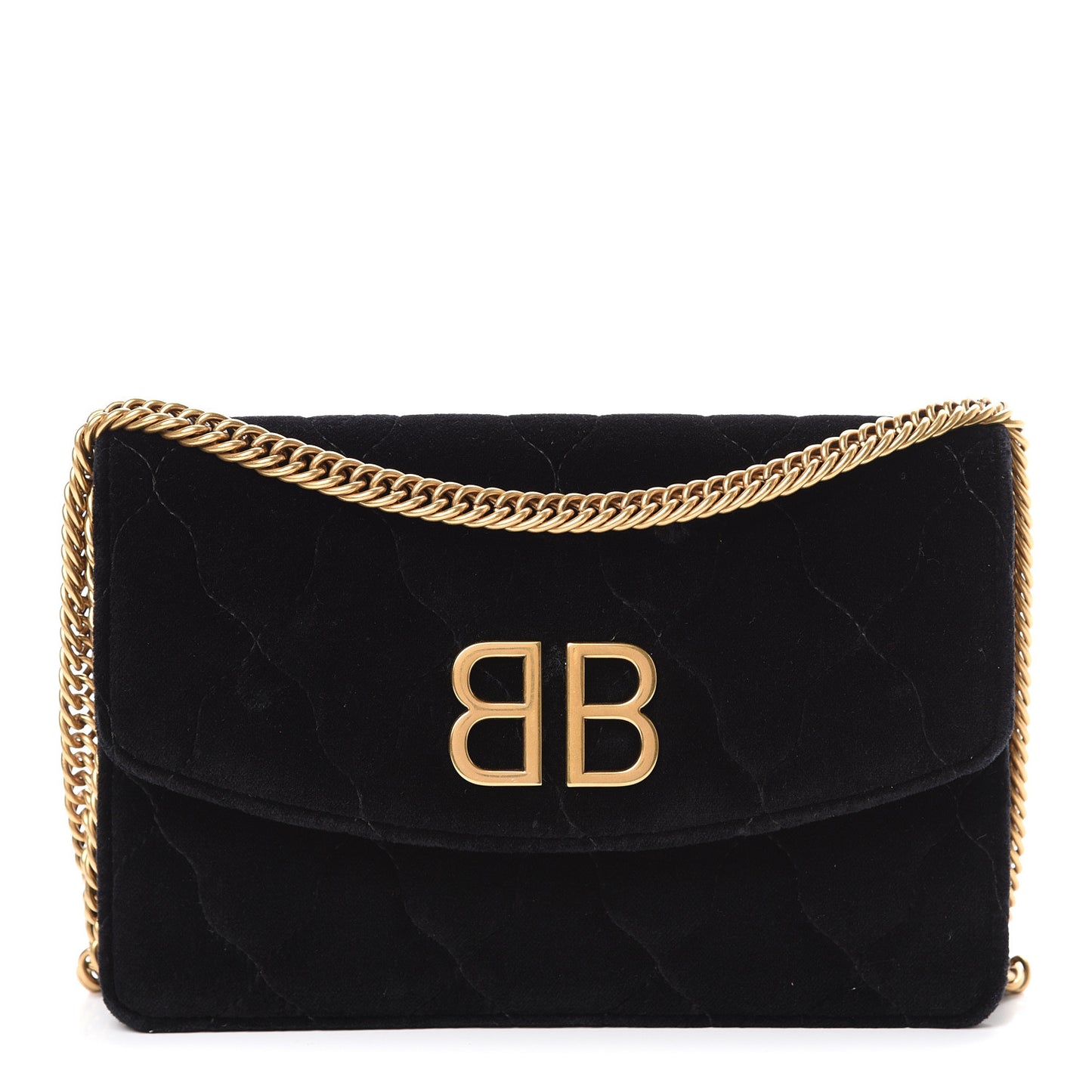 Velvet Mattress Quilted BB Wallet On Chain Black