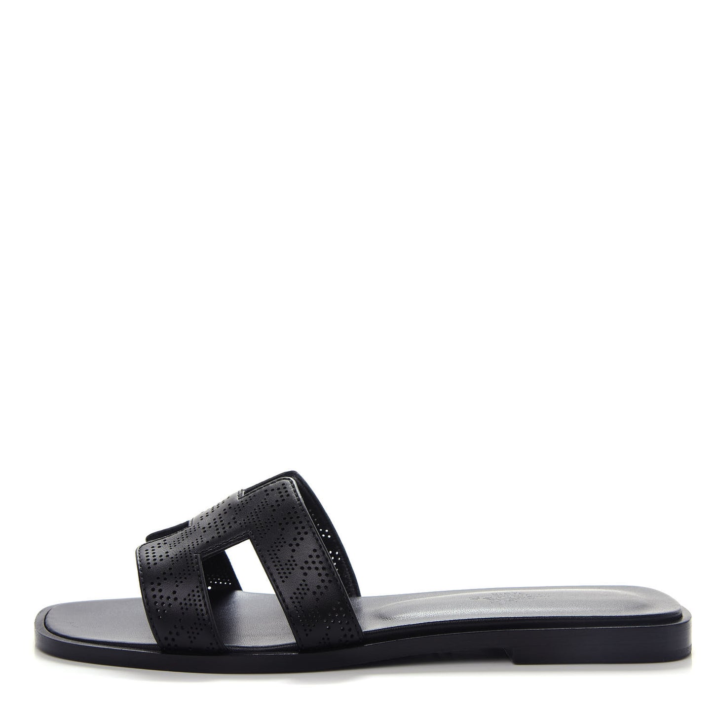 Calfskin Perforated Oran Sandals 36 Black
