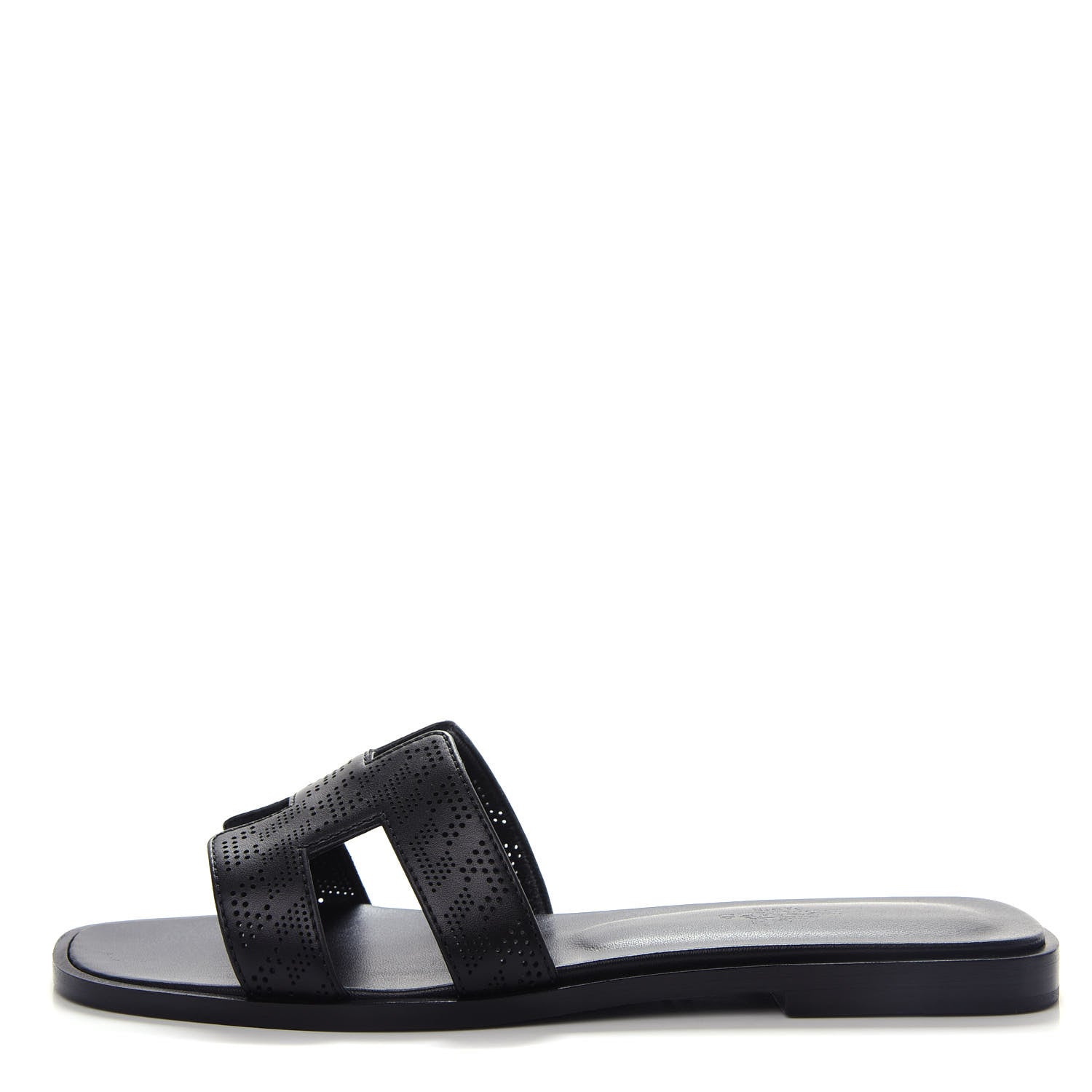 Hermes Calfskin Perforated Oran Sandals 36 Black 1 of 10