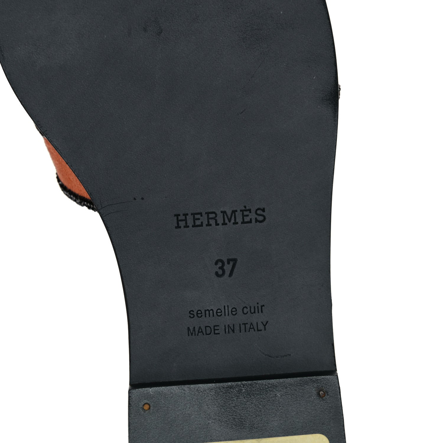 Hermes Suede Goatskin Crystal Oran Sandals 37 Rose Bubinga Black 6 of 9