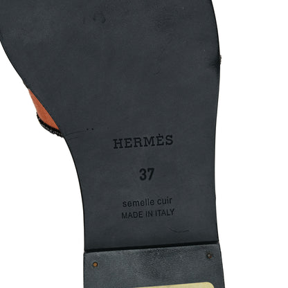 Hermes Suede Goatskin Crystal Oran Sandals 37 Rose Bubinga Black 6 of 9