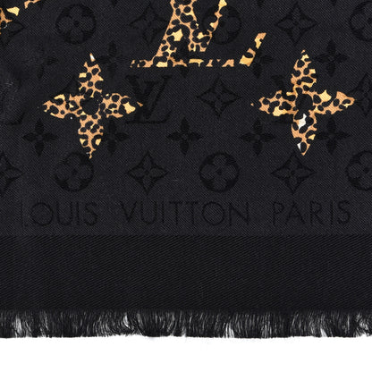 Louis Vuitton Wool Silk Monogram Giant Jungle Shawl Black 2 of 4