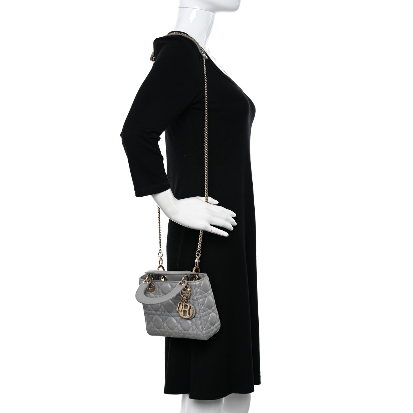 Lambskin Cannage Mini Lady Dior Grey