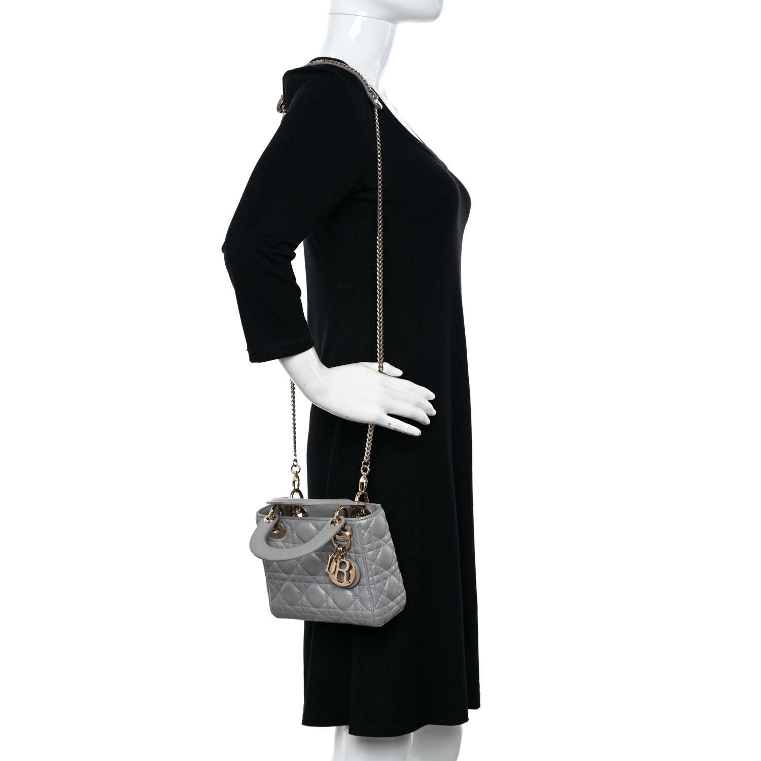 Christian Dior Lambskin Cannage Mini Lady Dior Grey 2 of 17