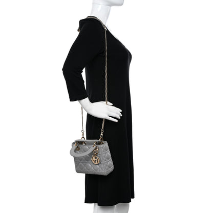 Christian Dior Lambskin Cannage Mini Lady Dior Grey 2 of 17