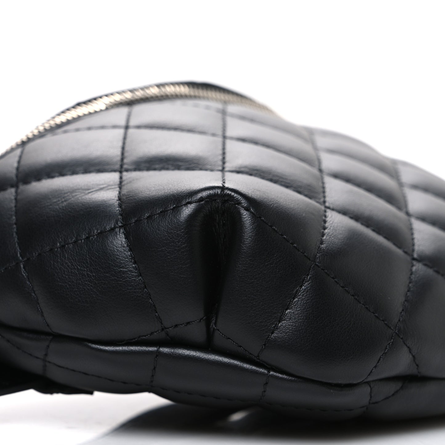 Lambskin Quilted Waist Belt Bag Black