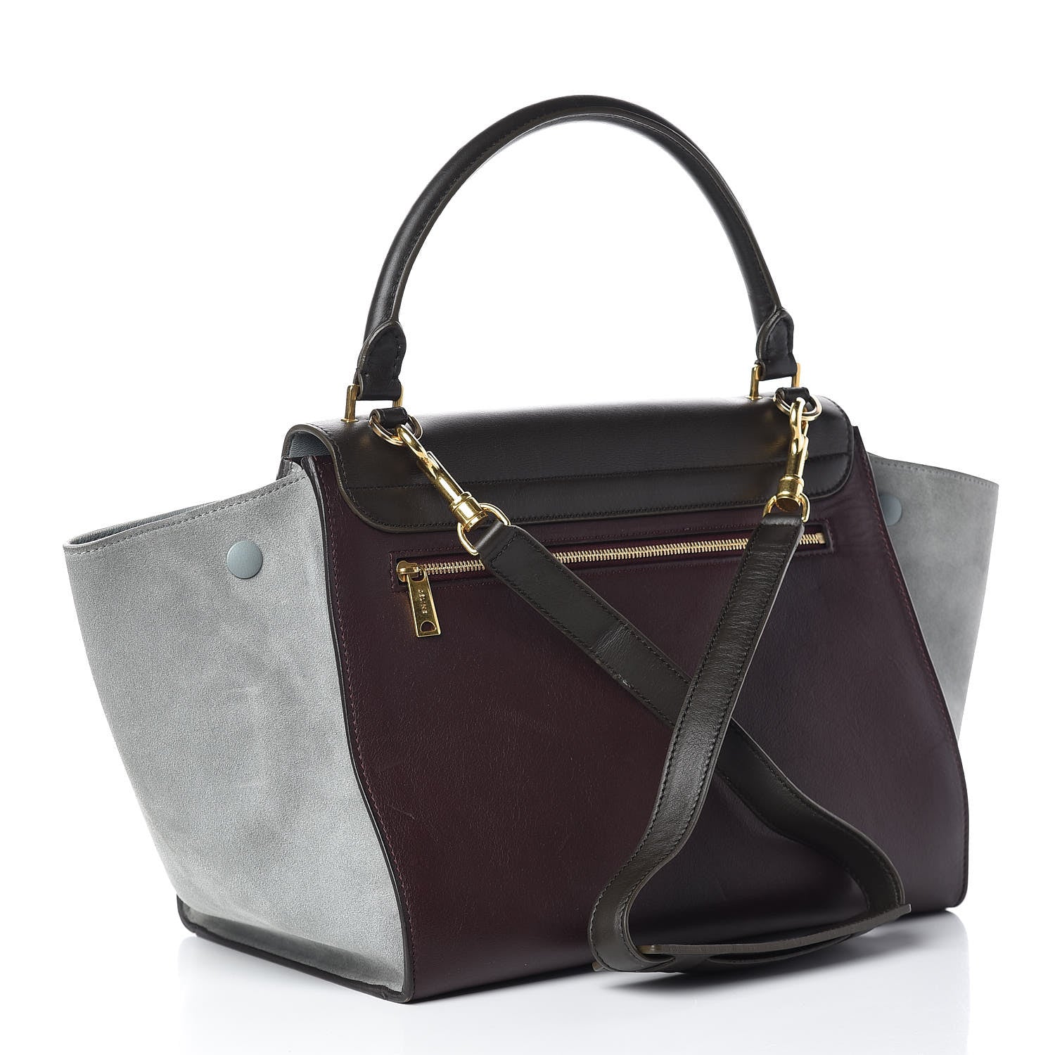 Celine Smooth Calfskin Suede Medium Tri-Color Trapeze Dark Grey 3 of 13