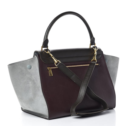 Celine Smooth Calfskin Suede Medium Tri-Color Trapeze Dark Grey 3 of 13