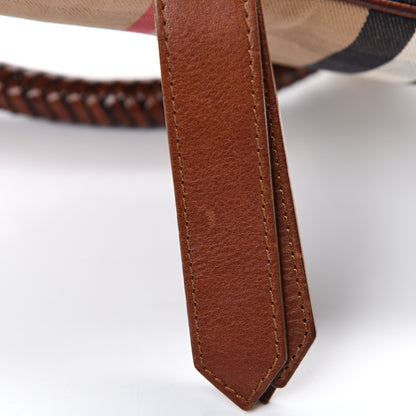 Burberry Calfskin House Check Woven Shoulder Bag Tan 11 of 13