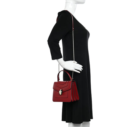 Bulgari Calfskin Serpenti Forever Top Handle Red 2 of 11