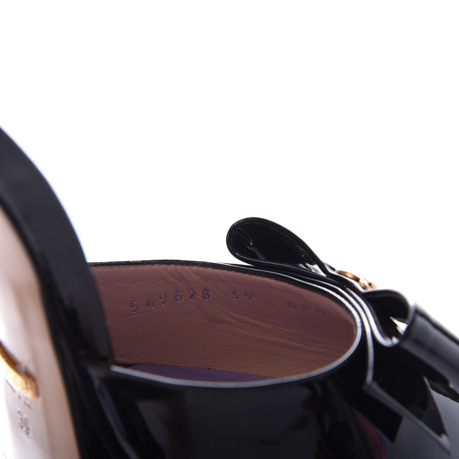 Gucci Patent Crystal GG Bow Sadie Spike Ankle Strap d'Orsay Platform High Heel Pumps 39 Black 8 of 9