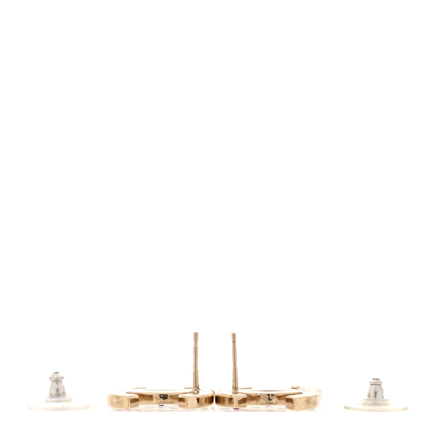 Crystal Enamel Large CC Earrings Gold Black White Pink