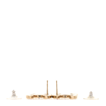 Chanel Crystal Enamel Large CC Earrings Gold Black White Pink 3 of 5