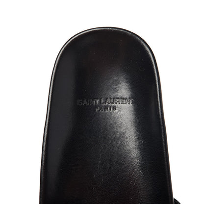 Saint Laurent Lambskin Joan Slide Sandals 39.5 Black 6 of 9