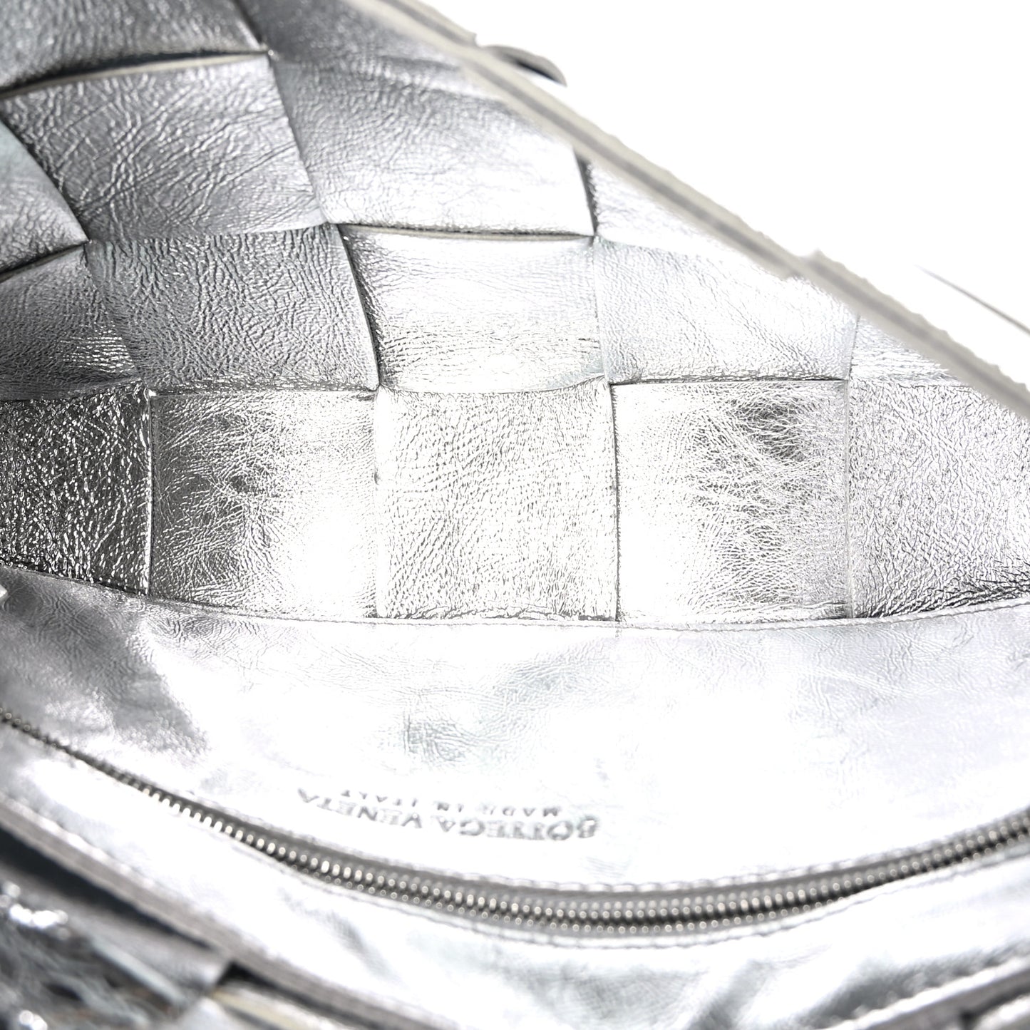 Metallic Lambskin Maxi Intrecciato Cassette Crossbody Bag Silver