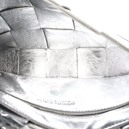Bottega Veneta Metallic Lambskin Maxi Intrecciato Cassette Crossbody Bag Silver 5 of 9