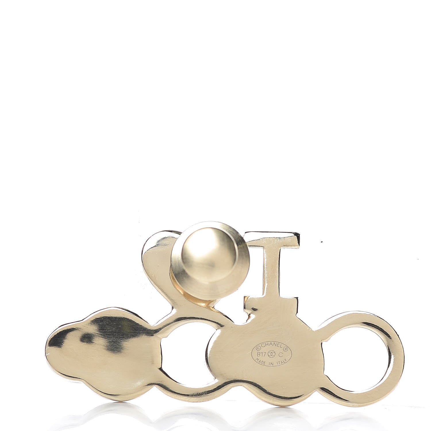 Chanel Metal Resin Pearl I Love Coco Brooch Gold Brown Pink 3 of 4