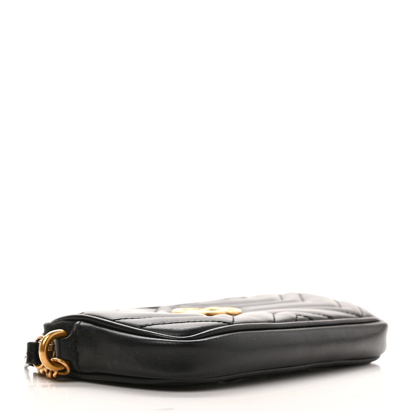 Calfskin Matelasse Mini GG Marmont Chain Crossbody Bag Black