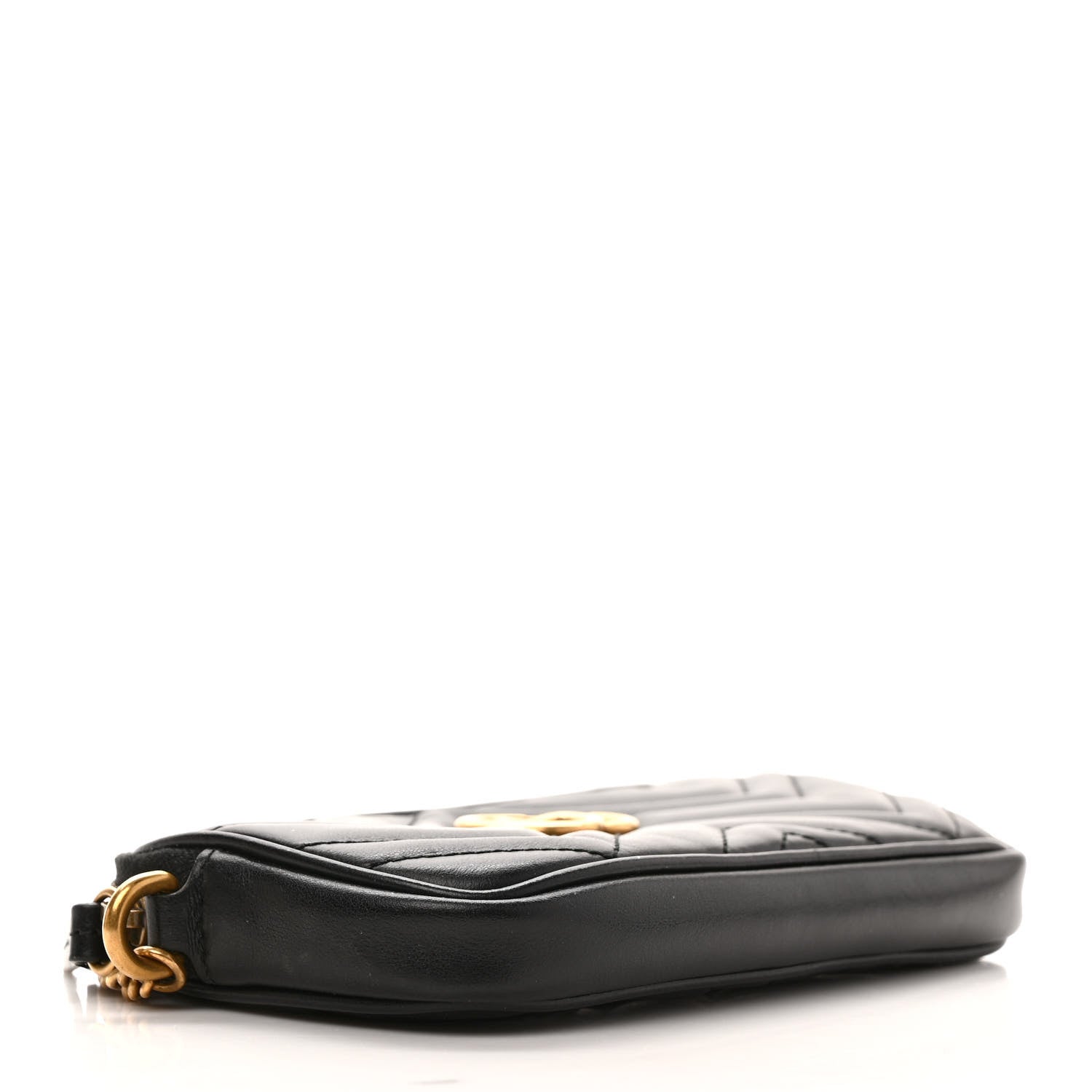 Gucci Calfskin Matelasse Mini GG Marmont Chain Crossbody Bag Black 4 of 9