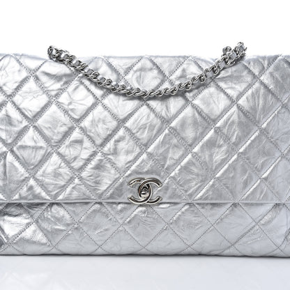 Chanel Metallic Crumpled Calfskin Big Bang Large Flap Bag Silver 8 of 10