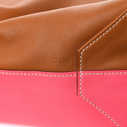 Hermes Veau Sikkim Swift Double Sens 30 Reversible Tote Gold Rose Azalee Rouge Casaque Brique 13 of 14