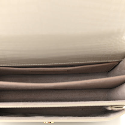 Saint Laurent Calfskin Crocodile Embossed Medium Monogram Sunset Blanc Vintage 5 of 10