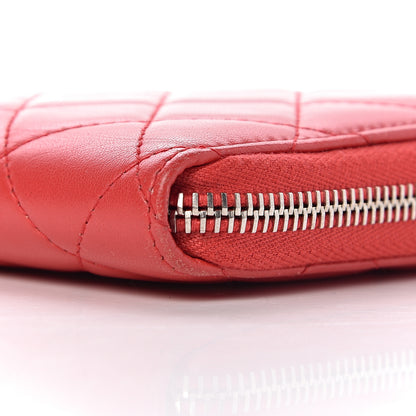 Chanel Lambskin Quilted Large Zip Around Organizer Wallet Red 7 of 14