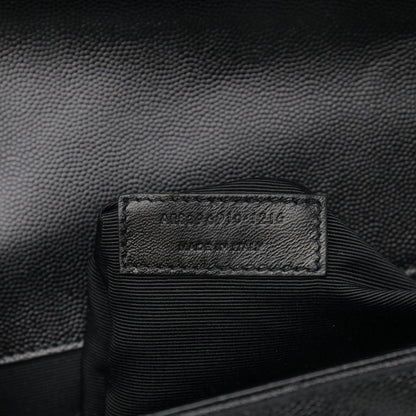 Saint Laurent Grain De Poudre Matelasse Chevron Large Monogram Satchel Black 7 of 10
