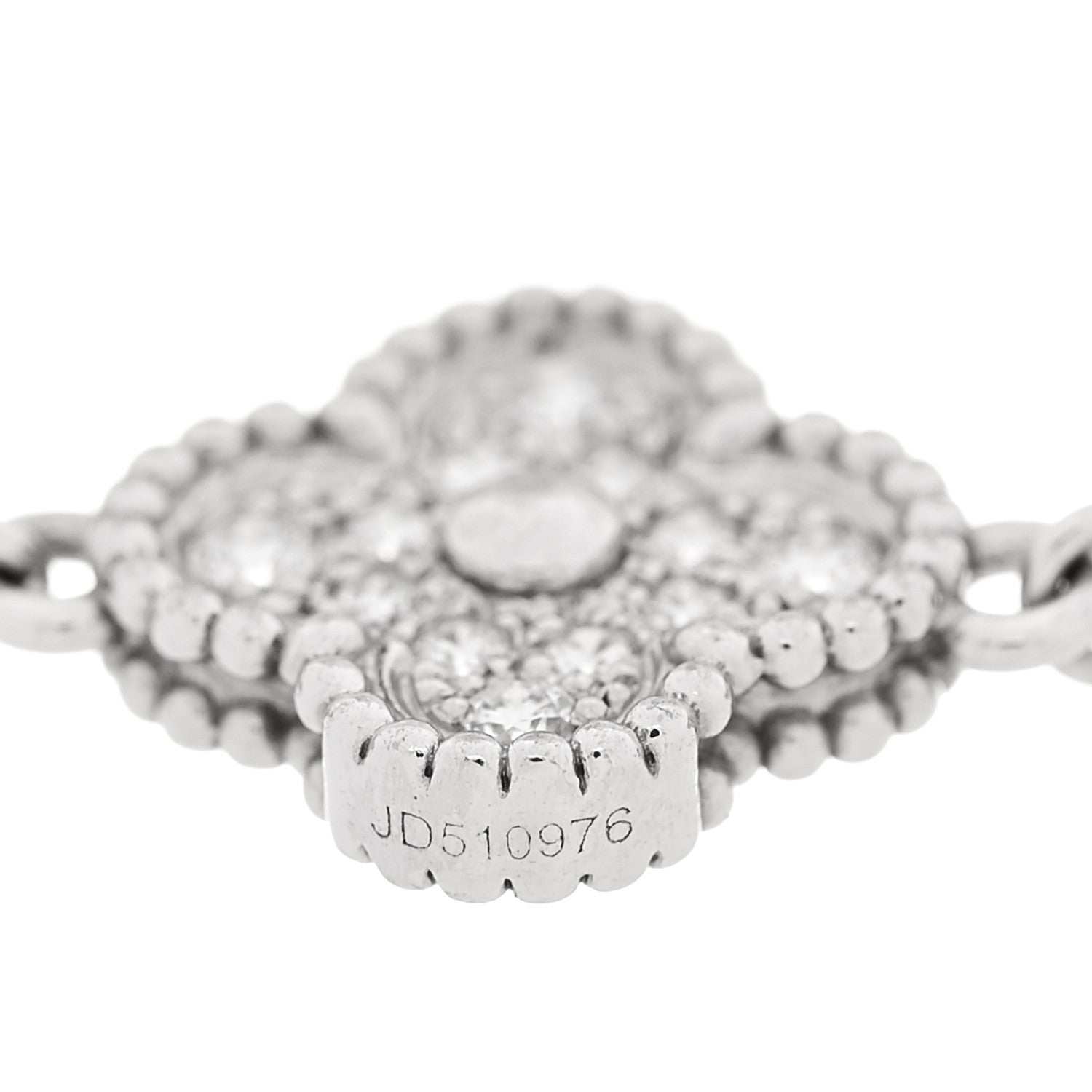 Van Cleef & Arpels 18K White Gold Diamond 6 Motifs Sweet Alhambra Bracelet 4 of 5