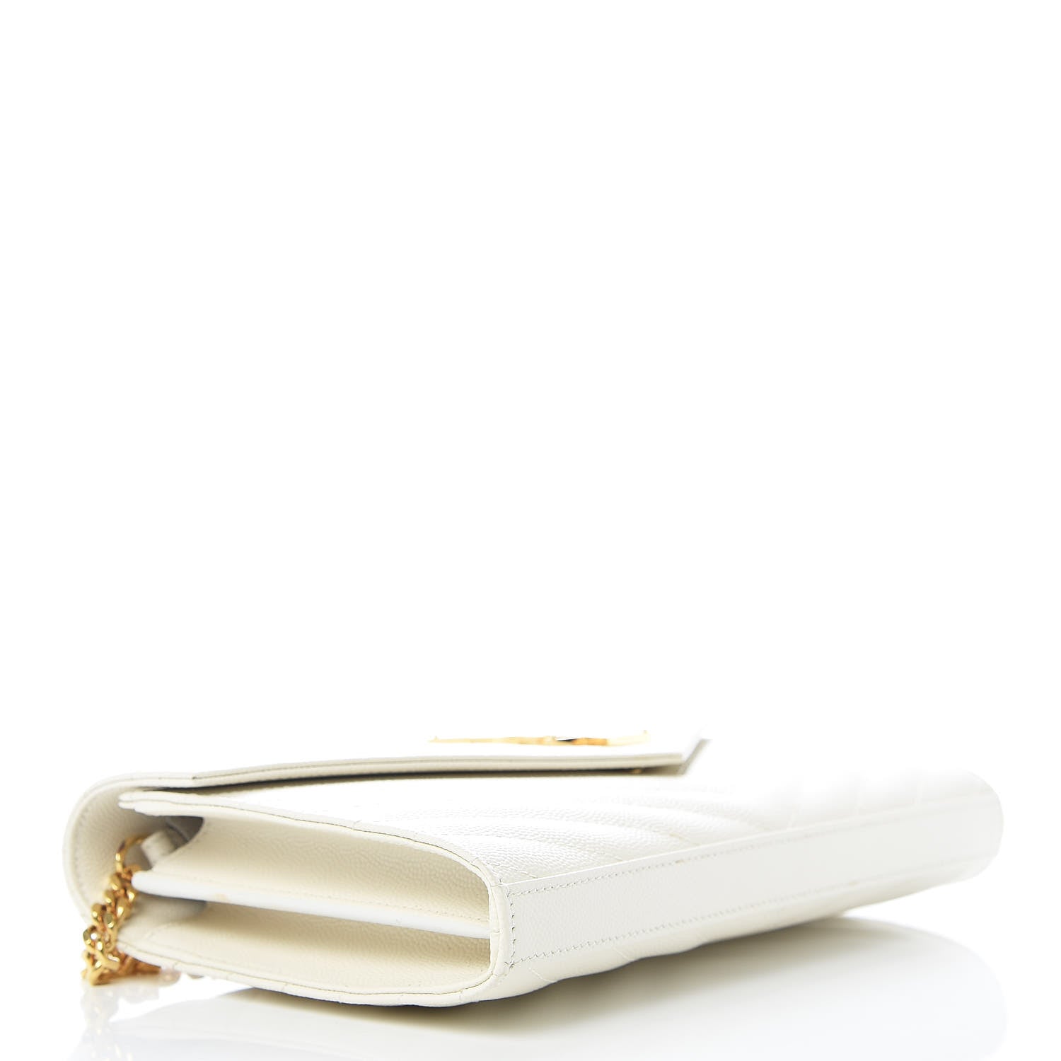 Saint Laurent Grain De Poudre Matelasse Chevron Monogram Chain Wallet Porcellana 4 of 10